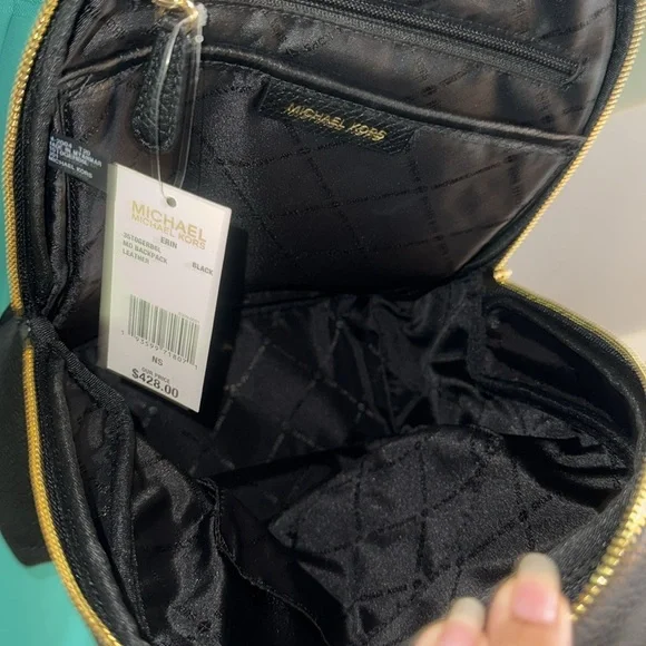 Michael Kors Black Leather Backpack Bag studs - Picture 6 of 10